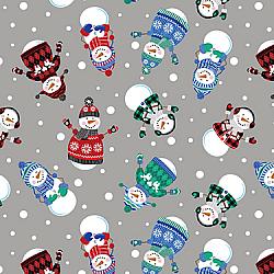 Winter Wonders Happy Snowmen Gray Flannel BEN14822F-08