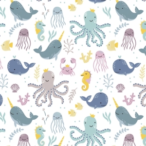 Ocean Baby White Flannel