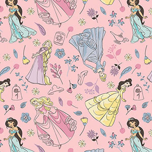 Disney Princess and Flower on Pink Flannel - 29" Remnant