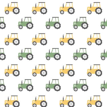 Tractors Yellow Green on White Camelot Flannel