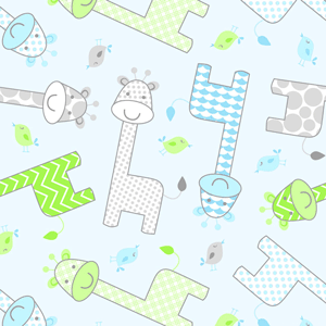 Baby Giraffe Blue Nursery Flannel