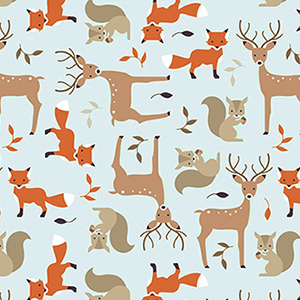 Woodland Fox Squirrel Deer on Gray David Textiles Flannel