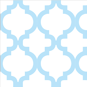 FQ Single - Blue Quatrefoil on White Flannel