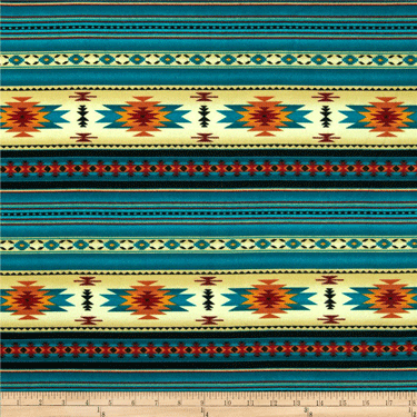 Tucson Native Stripe Flannel Turquoise - 10" Remnant