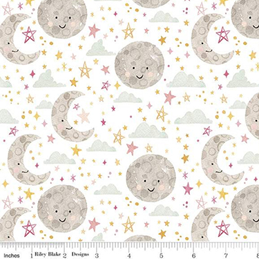 FQ Single - Baby Girl Nursery Moon Star White Flannel