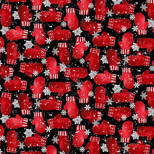 Snow Crew Mittens Red Black Flannel