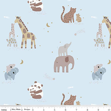 Safari Stargazing Boy Main Blue Flannel F15310