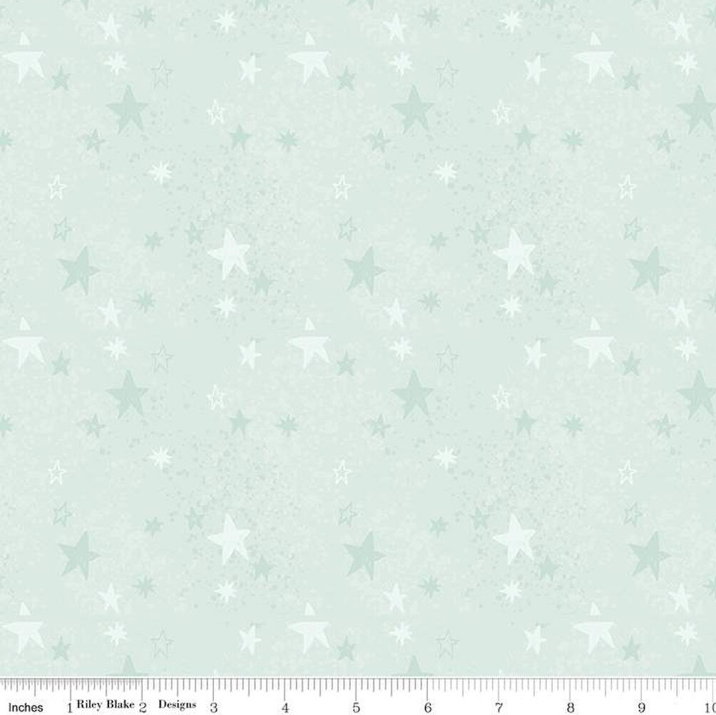 Safari Stargazing Girl Stars Mint Flannel F15314