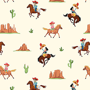 Lil Buckaroos Giddy Up Cream Flannel F16020