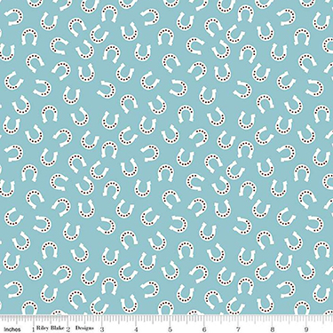 Lil Buckaroos Horseshoes Aqua Flannel F16022