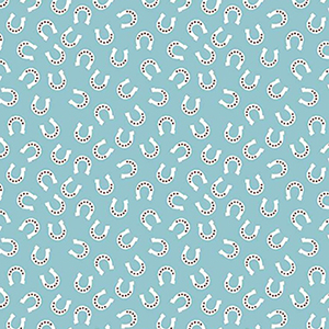 Lil Buckaroos Horseshoes Aqua Flannel F16022