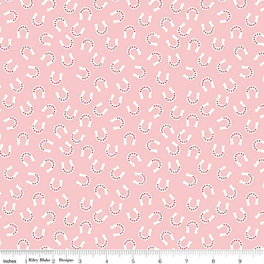 Lil Buckaroos Horseshoes Pink Flannel F16022