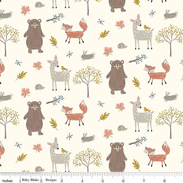 Woodland Creatures Cream Flannel F16023