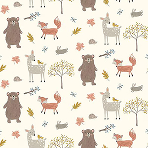 Woodland Creatures Cream Flannel F16023
