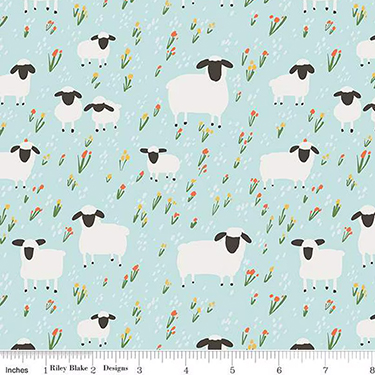 Little Lambs Blue Flannel F16027