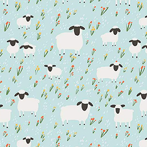 Little Lambs Blue Flannel F16027