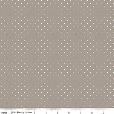 Dots White on Taupe Flannel F16028