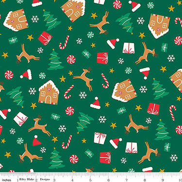 Christmas Icons Green Flannel F16523