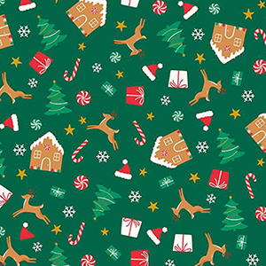 Christmas Icons Green Flannel F16523