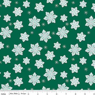 Snowflakes Green Flannel F16524