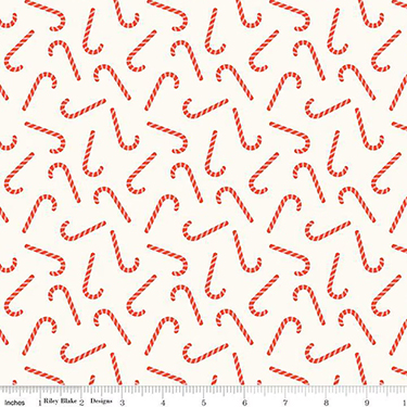 Candy Canes Cream Flannel F16526