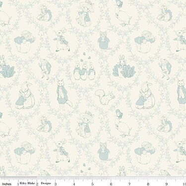 Peter Rabbit Friends Toile Cloud Flannel F16790