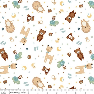 Baby Boy Animal Toss White Flannel F17500