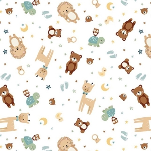 Baby Boy Animal Toss White Flannel F17500