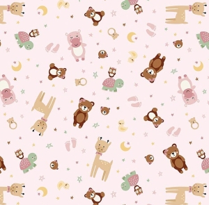Baby Girl Animal Toss Pink Flannel F17501