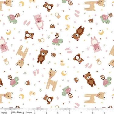 Baby Girl Animal Toss White Flannel F17501