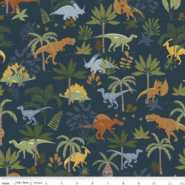 Cretaceous Jungle Dinos Navy Flannel F17506