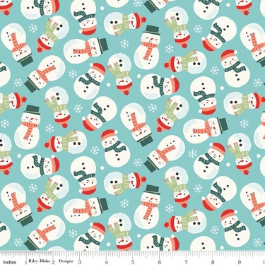 The North Pole Snowman Aqua Flannel F17753