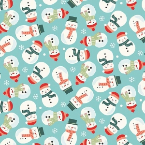 The North Pole Snowman Aqua Flannel F17753