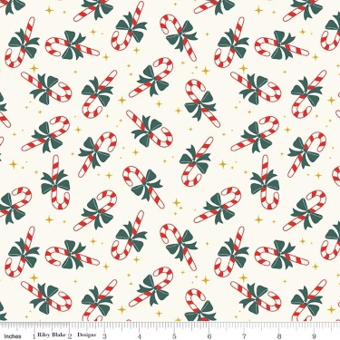 The North Pole Cany Cane Toss on White Flannel F17754