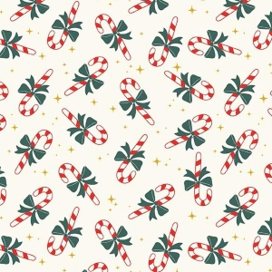 The North Pole Cany Cane Toss on White Flannel F17754