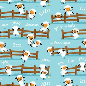 FQ Single - Harmony Farm Sheep Dream Blue Flannel