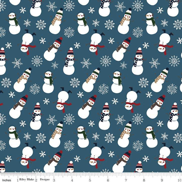 Let it Snow Snowman Blue Flannel - 25" Remnant