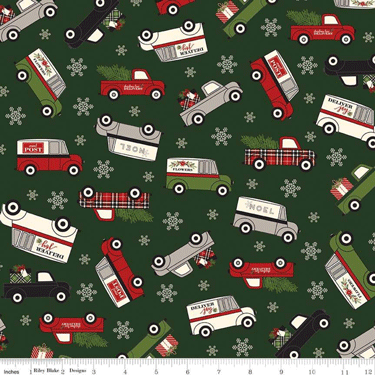 Christmas Delivery Truck Green Flannel F7773