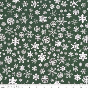Christmas Delivery Snowflake Green Flannel 17" Remnant