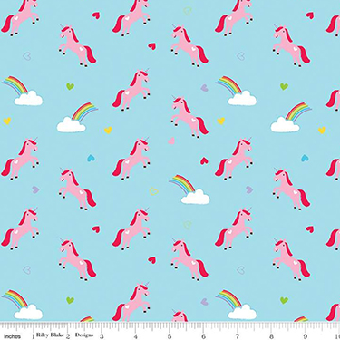 Once Upon a Time Unicorn Blue Flannel F7807