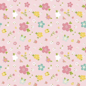 Sweet Baby Girl Flowers Pink Flannel - 14" Remnant