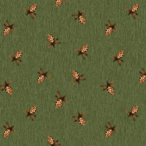 FQ Single - Pinewood Acres Pinecones Green Flannel