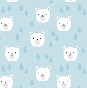 Baby Bear Faces Blue Flannel F9962
