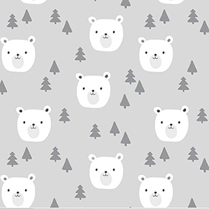 FQ Single - Baby Bear Faces Gray Flannel F9962