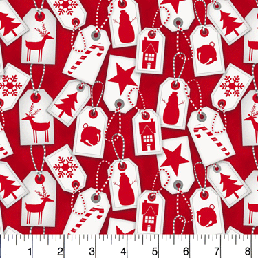 Frosty Friends Gift Tags Red Flannel - 31" Remnant