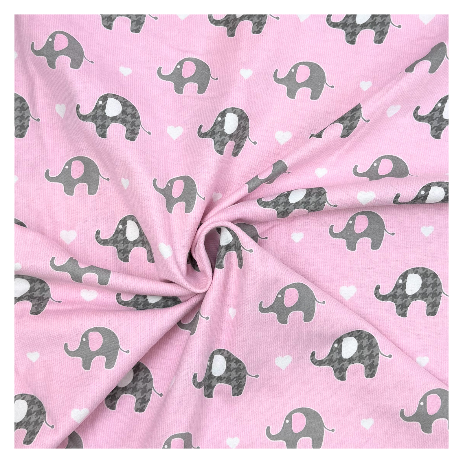 Alpine Elephant Gray Pink Flannel