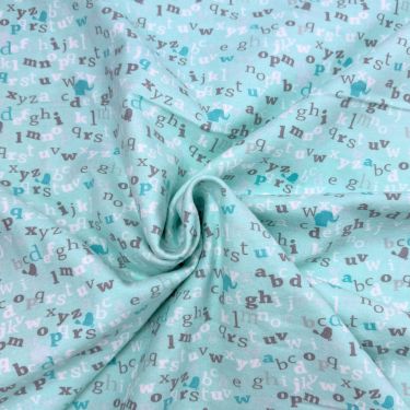 Comfy ABC Aqua Gray Flannel