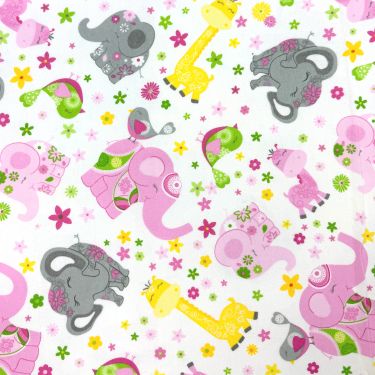 Comfy Elephant Giraffe Gray Pink Yellow - 32" Remnant