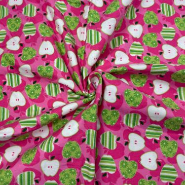 Apples on Pink Flannel
