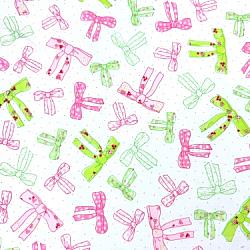 Pink Green Bows Flannel
